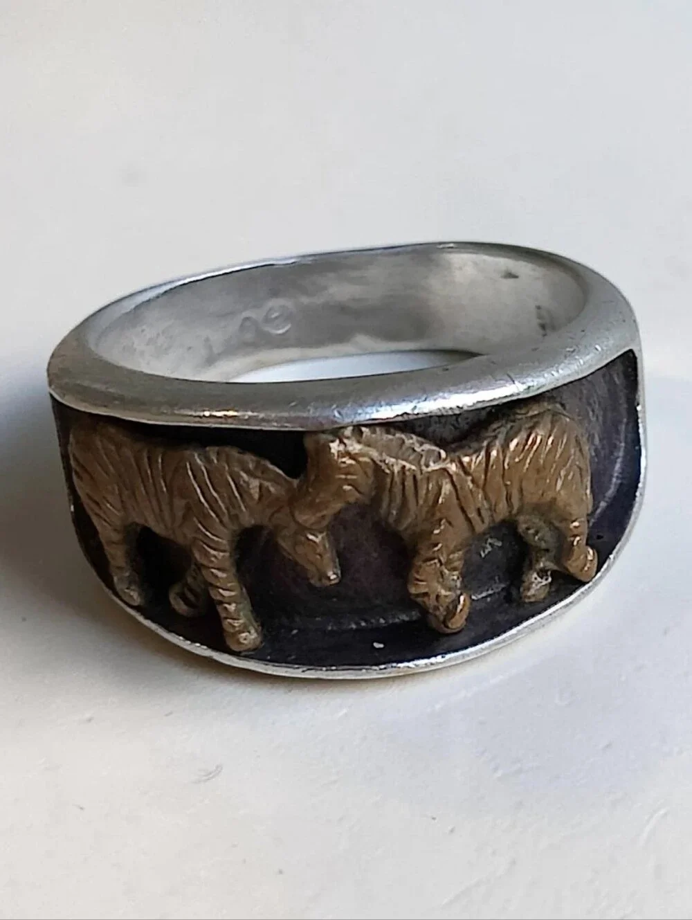 🦓 Navajo TED Ott sterling silver zebra ring